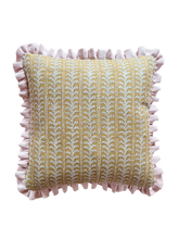 Load image into Gallery viewer, Ochre Leaf Stripe + Pale Pink Frill