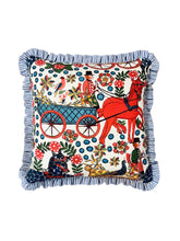 Load image into Gallery viewer, Multi Colourful Horse + Indigo Candy Stripe Frill