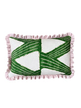 Load image into Gallery viewer, Green Zigzag + Pale Pink Frill