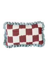 Load image into Gallery viewer, Red Checkerboard + Pale Blue Frill