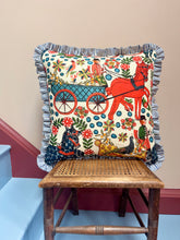 Load image into Gallery viewer, Multi Colourful Horse + Indigo Candy Stripe Frill