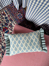 Load image into Gallery viewer, Blue Block Print and Blue Check + Pale Blue Frill