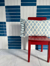Load image into Gallery viewer, Blue Block Print and Blue Check + Pale Blue Frill