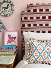 Load image into Gallery viewer, Blue and Orange Trellis + Orange Stripe Frill