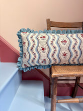 Load image into Gallery viewer, Blue Floral Ribbons + Your Choice of Frill / Piping and Back