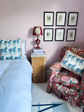 Load image into Gallery viewer, Blue Horse + Your Choice of Frill / Piping and Back Fabric