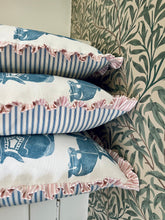 Load image into Gallery viewer, Blue Horse + Your Choice of Frill / Piping and Back Fabric