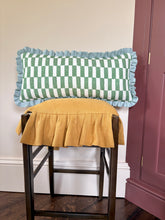 Load image into Gallery viewer, Green Checkerboard + Pale Blue Frill
