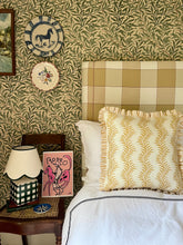 Load image into Gallery viewer, Yellow Scrolling Fern + Your Choice of Frill / Piping and Back Fabric