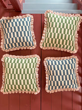 Load image into Gallery viewer, Green Checkerboard + Pale Pink Frill