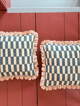 Load image into Gallery viewer, Blue Checkerboard + Pale Pink Frill