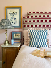 Load image into Gallery viewer, Blue Checkerboard + Pale Pink Frill