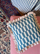 Load image into Gallery viewer, Blue Checkerboard + Pale Pink Frill