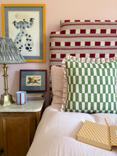 Load image into Gallery viewer, Green Checkerboard + Pale Pink Frill
