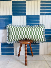 Load image into Gallery viewer, Green Checkerboard + Pale Blue Frill