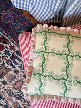 Load image into Gallery viewer, Green Lattice + Pale Pink Frill