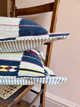 Load image into Gallery viewer, Navy Tribal Check + Oxford Border