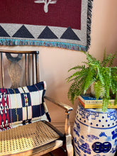 Load image into Gallery viewer, Navy Tribal Check + Oxford Border