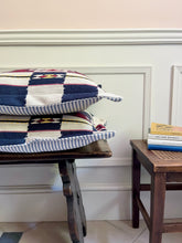 Load image into Gallery viewer, Navy Tribal Check + Oxford Border