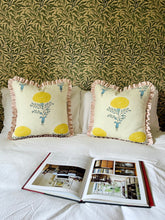 Load image into Gallery viewer, Yellow Marigold + Pink Candy Stripe Frill