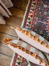 Load image into Gallery viewer, Rust Zigzag + Orange Linen Frill