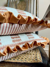 Load image into Gallery viewer, Rust Zigzag + Orange Linen Frill