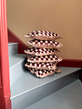 Load image into Gallery viewer, Plum Checkerboard + Your Choice of Frill / Piping and Back Fabric