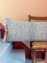Load image into Gallery viewer, Blue Leopard + Your Choice of Frill / Piping and Back Fabric