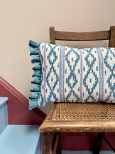 Load image into Gallery viewer, Blue and Red Ikat + Mid Blue Frill