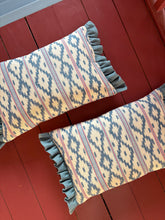 Load image into Gallery viewer, Blue and Red Ikat + Mid Blue Frill