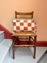 Load image into Gallery viewer, Red Checkerboard + Pale Blue Frill