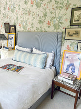 Load image into Gallery viewer, Pale Blue Fern Stripe + Your Choice of Frill / Piping and Back Fabric