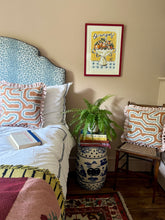 Load image into Gallery viewer, Orange Maze + Your Choice of Frill / Piping and Back Fabric