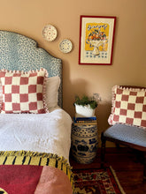 Load image into Gallery viewer, Red Checkerboard + Pale Pink Frill