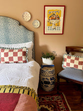Load image into Gallery viewer, Red Checkerboard + Pale Blue Frill