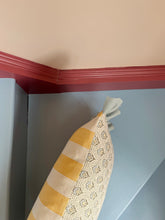 Load image into Gallery viewer, Blue Flower + Yellow Stripe Back and Pale Blue Frill