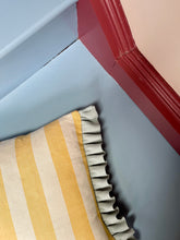 Load image into Gallery viewer, Blue Flower + Yellow Stripe Back and Pale Blue Frill