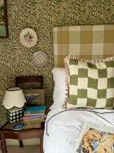 Load image into Gallery viewer, Green Checkerboard + Pale Pink Frill