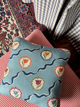 Load image into Gallery viewer, Blue Tulips + Red Candy Cane Piping