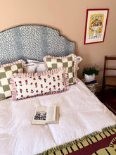 Load image into Gallery viewer, Green Checkerboard + Pale Pink Frill
