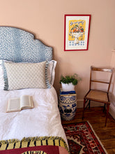 Load image into Gallery viewer, Blue Flower + Yellow Stripe Back and Pale Blue Frill