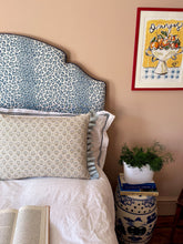 Load image into Gallery viewer, Blue Flower + Yellow Stripe Back and Pale Blue Frill