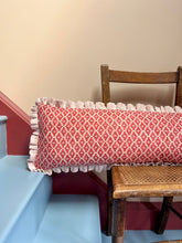Load image into Gallery viewer, Red Geometric Diamond + Your Choice of Frill / Piping and Back Fabric
