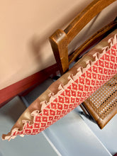 Load image into Gallery viewer, Red Geometric Diamond + Your Choice of Frill / Piping and Back Fabric