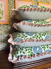 Load image into Gallery viewer, Green and Blue Flower + Your Choice of Frill / Piping and Back Fabric