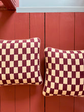 Load image into Gallery viewer, Plum Checkerboard + Your Choice of Frill / Piping and Back Fabric