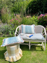 Load image into Gallery viewer, Blue Marbled Stripe + Your Choice of Frill / Piping and Back Fabric