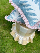 Load image into Gallery viewer, Blue Marbled Stripe + Your Choice of Frill / Piping and Back Fabric