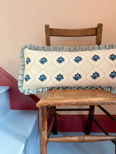 Load image into Gallery viewer, Blue Trellis Motif + Pale Blue Frill