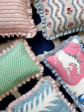 Load image into Gallery viewer, Blue Marbled Stripe + Your Choice of Frill / Piping and Back Fabric
